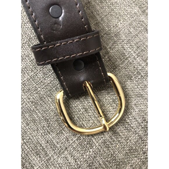 Genuine Leather Belt Mens Size 48 Brown with Removable Gold Tone Buckle - Picture 4 of 4